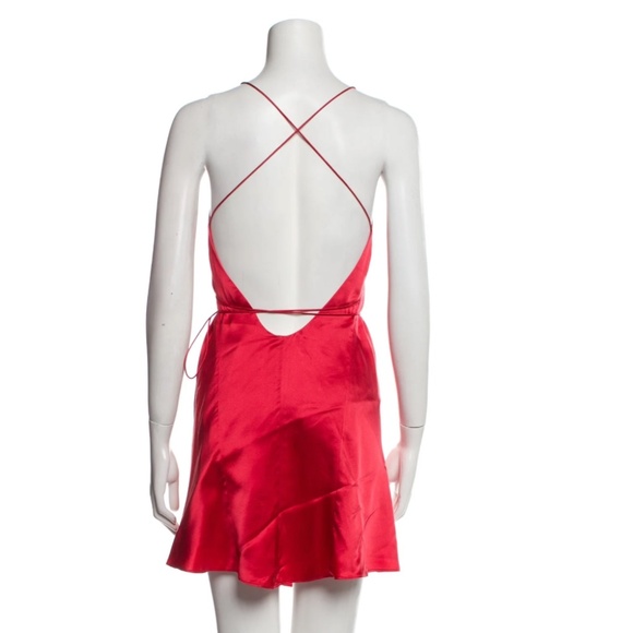 Michelle Mason Silk Red Wrap Dress - Picture 3 of 3